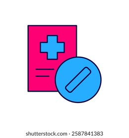 Filled outline Medical prescription icon isolated on white background. Rx form. Recipe medical. Pharmacy or medicine symbol.  Vector