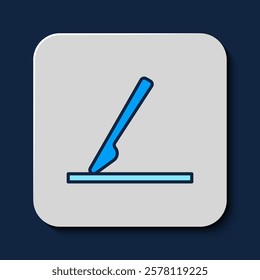 Filled outline Medical surgery scalpel tool icon isolated on blue background. Medical instrument.  Vector