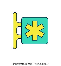 Filled outline Medical symbol of the Emergency - Star of Life icon isolated on white background.  Vector