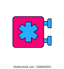 Filled outline Medical symbol of the Emergency - Star of Life icon isolated on white background.  Vector