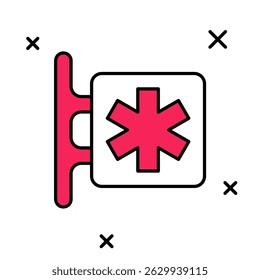 Filled outline Medical symbol of the Emergency - Star of Life icon isolated on white background.  Vector