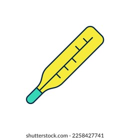 Filled outline Medical thermometer for medical examination icon isolated on white background.  Vector
