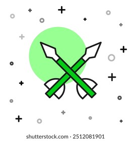 Icono de flechas medievales de contorno lleno aislado sobre fondo blanco. Arma medieval.  Vector