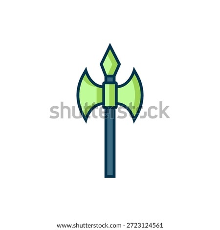 Filled outline Medieval axe icon isolated on white background. Battle axe, executioner axe. Medieval weapon. Flat filled outline style with shadow. Vector