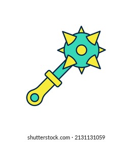 Símbolo relleno Icono de bola de encaje con cadena medieval aislado en fondo blanco. Un arma medieval más moderna o un macizo con picos.  Vector