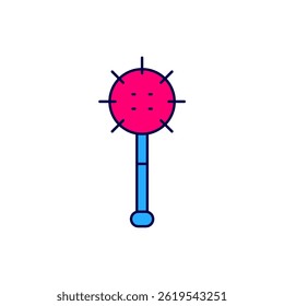 Filled outline Medieval chained mace ball icon isolated on white background. Medieval weapon.  Vector