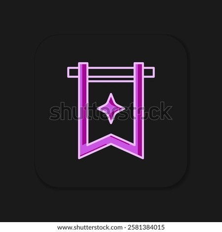 Filled outline Medieval flag icon isolated on black background. Country, state, or territory ruled by a king or queen. Flat filled outline style with shadow. Vector