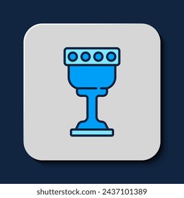 Filled outline Medieval goblet icon isolated on blue background. Holy grail.  Vector