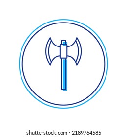 Icono de poleaxia medieval con contorno relleno aislado en fondo blanco.  Vector