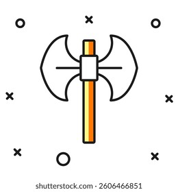 Filled outline Medieval poleaxe icon isolated on white background. Flat filled outline style with shadow. Vector