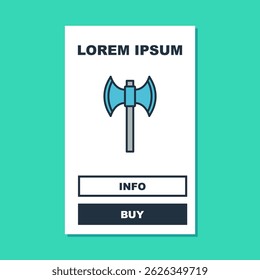 Filled outline Medieval poleaxe icon isolated on turquoise background.  Vector