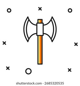 Filled outline Medieval poleaxe icon isolated on white background. Flat filled outline style with shadow. Vector