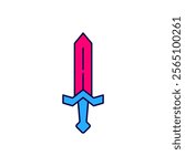 Filled outline Medieval sword icon isolated on white background. Medieval weapon.  Vector