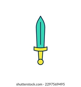 Filled outline Medieval sword icon isolated on white background. Medieval weapon.  Vector
