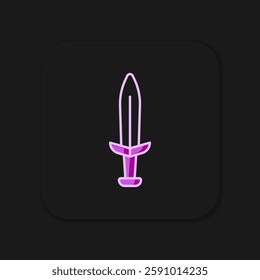 Filled outline Medieval sword icon isolated on black background. Medieval weapon. Flat filled outline style with shadow. Vector