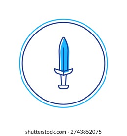 Filled outline Medieval sword icon isolated on white background. Medieval weapon.  Vector