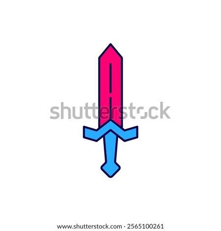 Filled outline Medieval sword icon isolated on white background. Medieval weapon.  Vector
