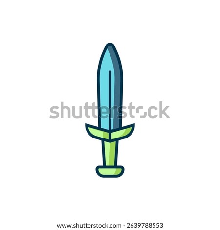 Filled outline Medieval sword icon isolated on white background. Medieval weapon. Flat filled outline style with shadow. Vector