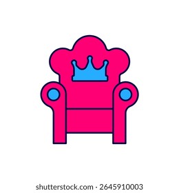 Filled outline Medieval throne icon isolated on white background.  Vector