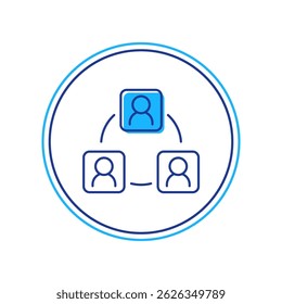 Filled outline Meeting icon isolated on white background. Business team meeting, discussion concept, analysis, content strategy. Presentation conference.  Vector