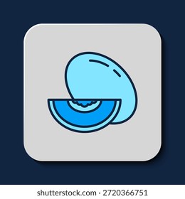 Filled outline Melon fruit icon isolated on blue background.  Vector