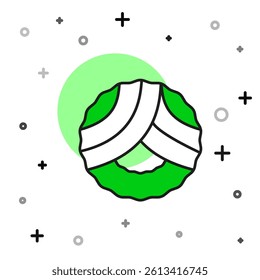 Filled outline Memorial wreath icon isolated on white background. Funeral ceremony.  Vector
