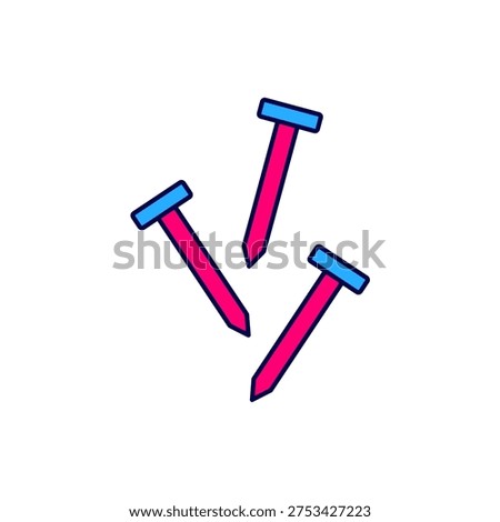Filled outline Metallic nails icon isolated on white background.  Vector