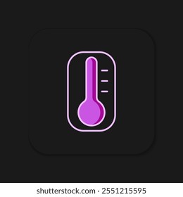 Filled outline Meteorology thermometer measuring heat and cold icon isolated on black background. Thermometer equipment showing hot or cold weather. Flat filled outline style with shadow. Vector
