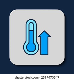 Filled outline Meteorology thermometer measuring icon isolated on blue background. Thermometer equipment showing hot or cold weather.  Vector