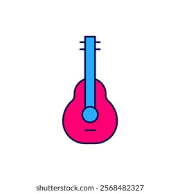 Filled outline Mexican guitar icon isolated on white background. Acoustic guitar. String musical instrument.  Vector