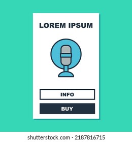 Filled outline Microphone icon isolated on turquoise background. On air radio mic microphone. Speaker sign.  Vector