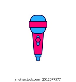 Gefüllte Kontur Mikrofonsymbol einzeln auf weißem Hintergrund. Radiomikrofon in der Luft. Lautsprecherzeichen.  Vektorgrafik