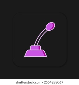 Filled outline Microphone icon isolated on black background. On air radio mic microphone. Speaker sign. Flat filled outline style with shadow. Vector