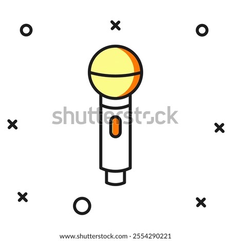 Filled outline Microphone icon isolated on white background. On air radio mic microphone. Speaker sign. Flat filled outline style with shadow. Vector