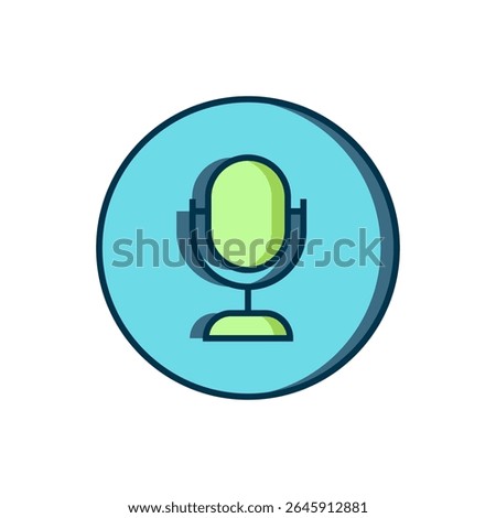 Filled outline Microphone icon isolated on white background. On air radio mic microphone. Speaker sign. Flat filled outline style with shadow. Vector