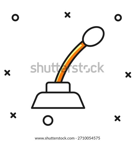 Filled outline Microphone icon isolated on white background. On air radio mic microphone. Speaker sign. Flat filled outline style with shadow. Vector