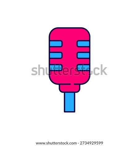 Filled outline Microphone icon isolated on white background. On air radio mic microphone. Speaker sign.  Vector