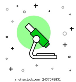 Filled outline Microscope icon isolated on white background. Chemistry, pharmaceutical instrument, microbiology magnifying tool.  Vector