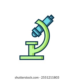 Filled outline Microscope icon isolated on white background. Chemistry, pharmaceutical instrument, microbiology magnifying tool. Flat filled outline style with shadow. Vector