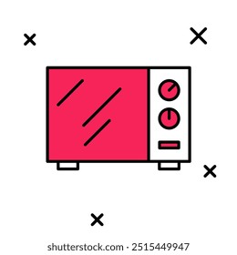 Icono de horno de microondas de contorno lleno aislado sobre fondo blanco. Icono de electrodomésticos.  Vector