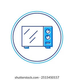 Icono de horno de microondas de contorno lleno aislado sobre fondo blanco. Icono de electrodomésticos.  Vector