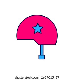 Filled outline Military helmet icon isolated on white background. Army hat symbol of defense and protect. Protective hat.  Vector