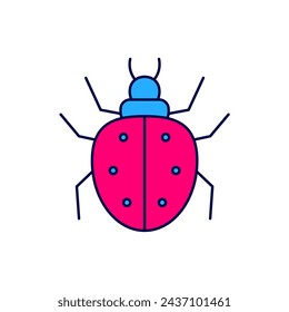 Icono de ácaro de contorno relleno aislado sobre fondo blanco.  Vector