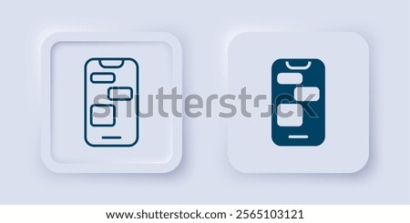 Filled and outline Mobile 24 hours support icon isolated on grey background. All-day customer support call-center. Full time call services. Square button. Vector