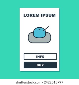 Filled outline Mochi icon isolated on turquoise background. Japanese traditional weet soft dessert. Ball of rice flour with bean paste.  Vector