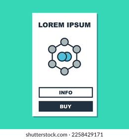 Filled outline Molecule icon isolated on turquoise background. Structure of molecules in chemistry, science teachers innovative educational poster.  Vector