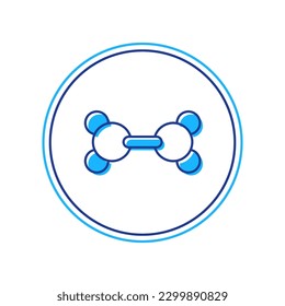 Filled outline Molecule icon isolated on white background. Structure of molecules in chemistry, science teachers innovative educational poster.  Vector