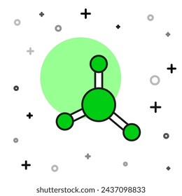 Filled outline Molecule icon isolated on white background. Structure of molecules in chemistry, science teachers innovative educational poster.  Vector