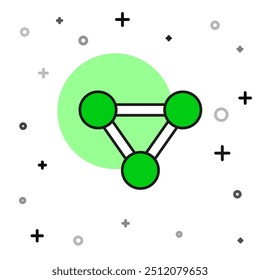 Icono de la molécula del contorno lleno aislado en el fondo blanco. Estructura de las moléculas en química, los profesores de ciencias innovador cartel educativo.  Vector