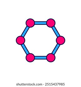 Filled outline Molecule icon isolated on white background. Structure of molecules in chemistry, science teachers innovative educational poster.  Vector